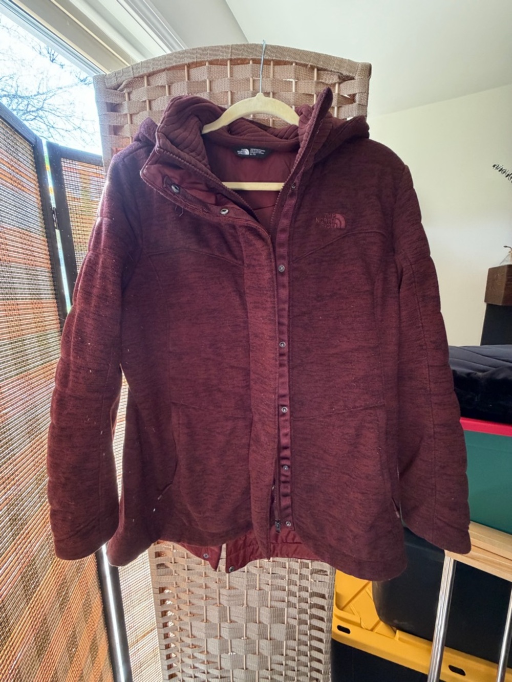 The North Face Women's Maroon Hooded Puffer Jacket